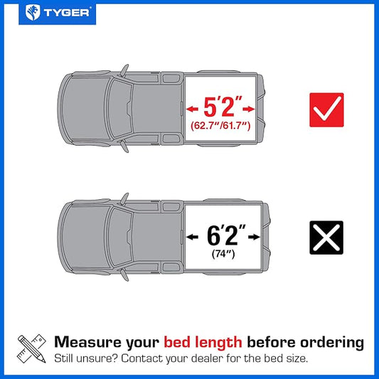 Tyger Auto T4 Flip-Up Low Profile Hard Alloy Truck Bed Tonneau Cover Compatible with 2015-2026 Chevy Canyon GMC Colorado (Not fit Trail Boss) | 5'2" (62") Bed | TG-BC4C4413