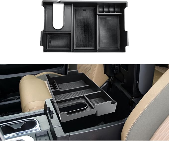 Center Console Organizer For 2007-2021 Toyota Tundra/2008-2020 Sequoia - Half Size Console Armrest Organizer Tray For Tundra 2007-2021/Sequoia 2008-2020 Accessories - Full Console w/Bucket Seats ONLY