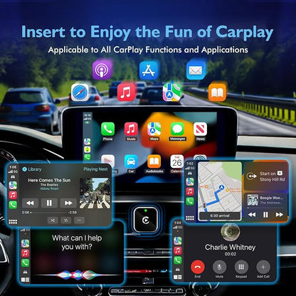 Mini L-Type & Ultra-Thin Wireless CarPlay Adapter, 2026 Upgraded Bluetooth Adapter, Plug and Play for iPhone, No Delay, Compatible with iOS 10+ & iPhone 6+, USB/Type C