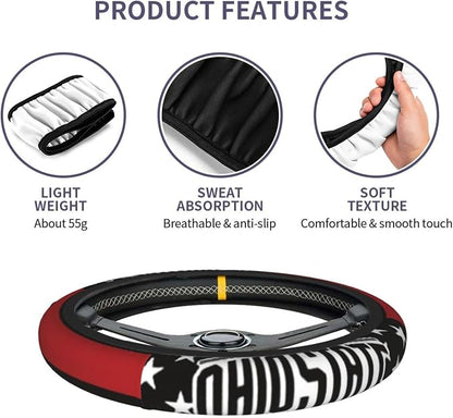 The Universal Elastic Steering Wheel Protective Cover Ohio State is Heat-Resistant and Non-Slip Suitable for Most Vehicles