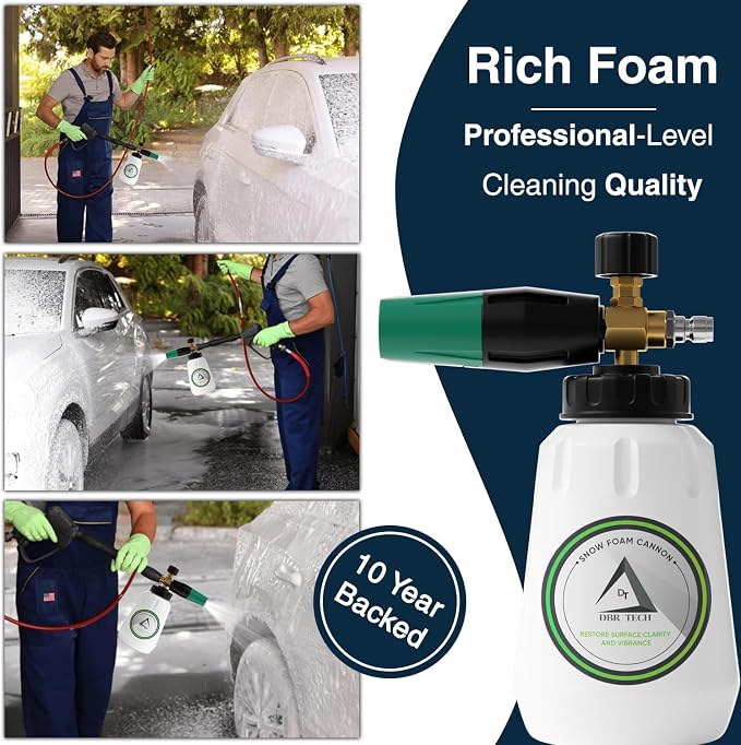 DBR Tech® Foam Cannon for Pressure Washer | Pro Grade, 1.1mm Orifice, 1000-4000 PSI