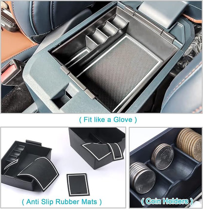 CDEFG for 2022 2023 2024 2025 2026 Ford Maverick Center Console Organizer Tray 2022-2026 Maverick Armrest Trays Storage Box Coin Container 2022-2026 Maverick Truck Accessories, 2Pcs(White Trim)
