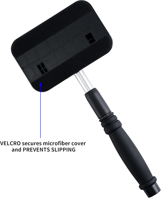 Polyte Pivoting Windshield Glass Cleaning Tool Extendable Aluminum Handle w/3 Premium Microfiber Covers