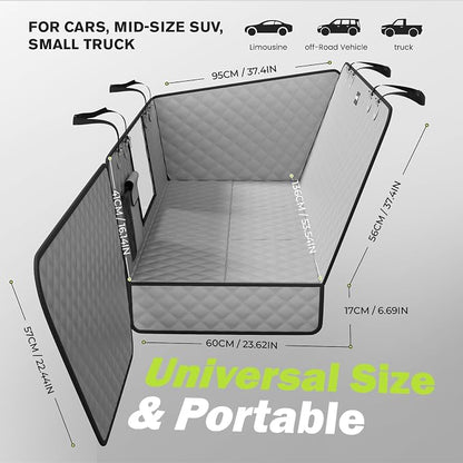 Pecute Dog Car Seat Cover for Back Seat 53.54 * 23.62 in, Car Window Fixing for Maximum Car Protection, Leather Fabric Back Seat Extender for Dogs, Waterproof & Scratch-Resistant, Support to 330 lbs