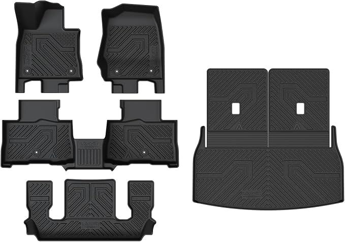 LASFIT Floor Mats&Trunk Mat&Backrest Mat For Lincoln Aviator 2026-2020 (Only Fit 6 seats seond row without center Console), TPE Aviator All Weather Floor Liners, 3 Rows&Cargo&Seatback for Aviator mats