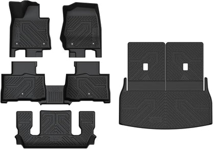 LASFIT Floor Mats&Trunk Mat&Backrest Mat For Lincoln Aviator 2026-2020 (Only Fit 6 seats seond row without center Console), TPE Aviator All Weather Floor Liners, 3 Rows&Cargo&Seatback for Aviator mats