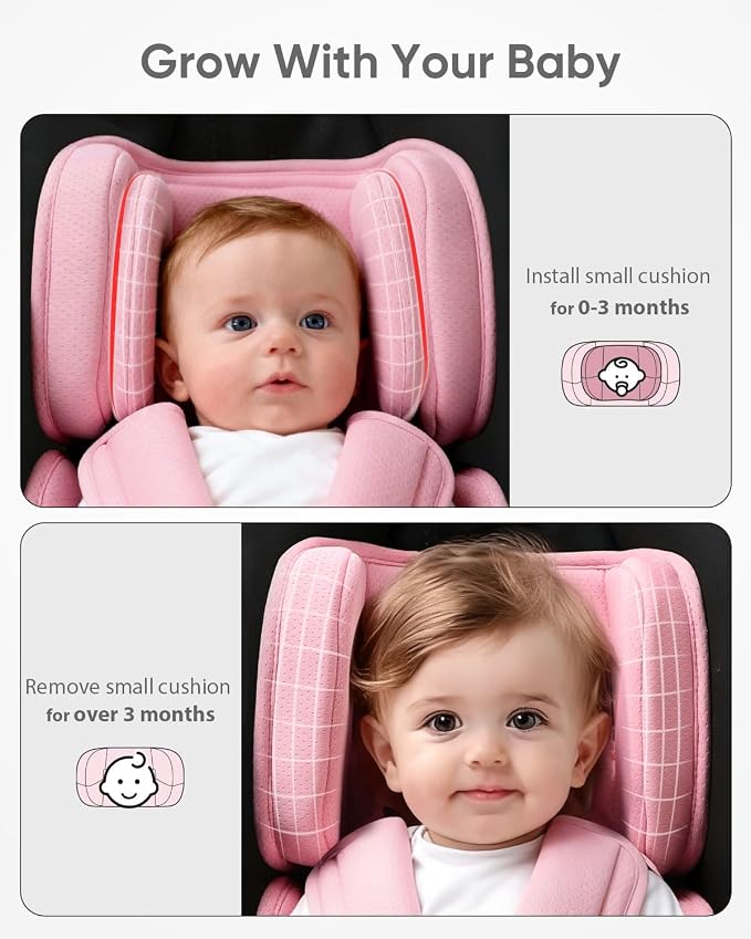 TinlyFinly Infant Insert Compatible with Doona, Graco, Britax, Chicco, Evenflo Car Seat, Adjustable Baby Head Body Support Cushion for Newborn to Toddler, Fits Infant Car Seat and Stroller (Pink)