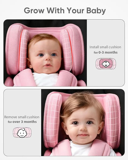TinlyFinly Infant Insert Compatible with Doona, Graco, Britax, Chicco, Evenflo Car Seat, Adjustable Baby Head Body Support Cushion for Newborn to Toddler, Fits Infant Car Seat and Stroller (Pink)