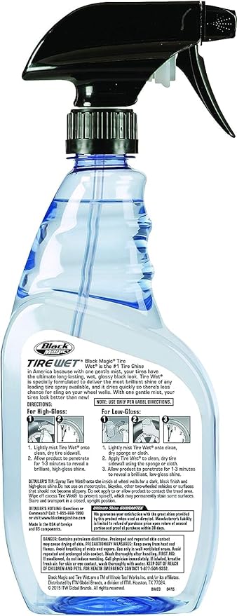 Black Magic 120217 Tire Wet, 23oz (Pack of 2) - Specially Formulated Tire Shine Applicator Cleaner to Keep Them Looking Wet, Black, and Glossy with One Quick Spray – Long-Lasting Protection for Tires | Specially Formulated Tire Shine Applicator Cleaner...