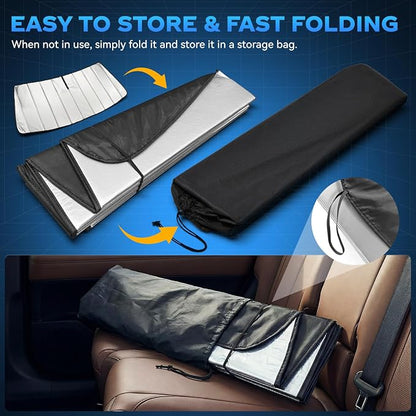 Windshield Sun Shade for Land Cruiser 2024-2026, Custom Fit Folding Design Car Front Window Sunshade Sun Visor Shield Accessories for Interior Protector, Blocks UV Rays & Heat