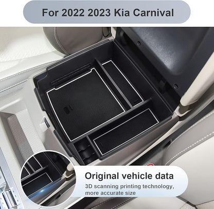 SKTU Compatible with 2022-2025 2026 Kia Carnival Center Console Organizer 2024 2025 2026 Carnival Accessories Console Tray 2024 2025 2026 Carnival Console Organizer with Coin and USB Hole (White)