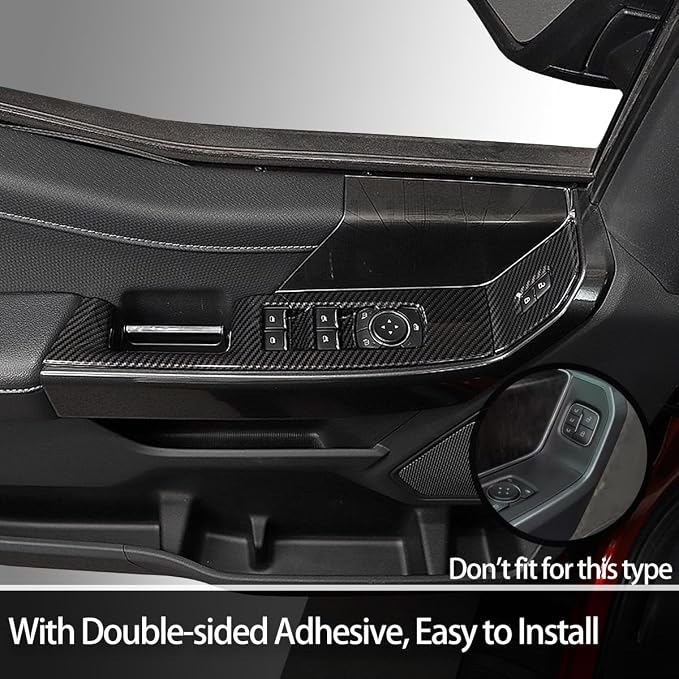 GZXinWei Carbon Fiber Grain Door Window Control Switch Panel Trim Cover Sticker Interior for Ford F150 2021 2022 2023 2024 2025 2026