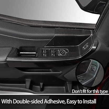 GZXinWei Carbon Fiber Grain Door Window Control Switch Panel Trim Cover Sticker Interior for Ford F150 2021 2022 2023 2024 2025 2026