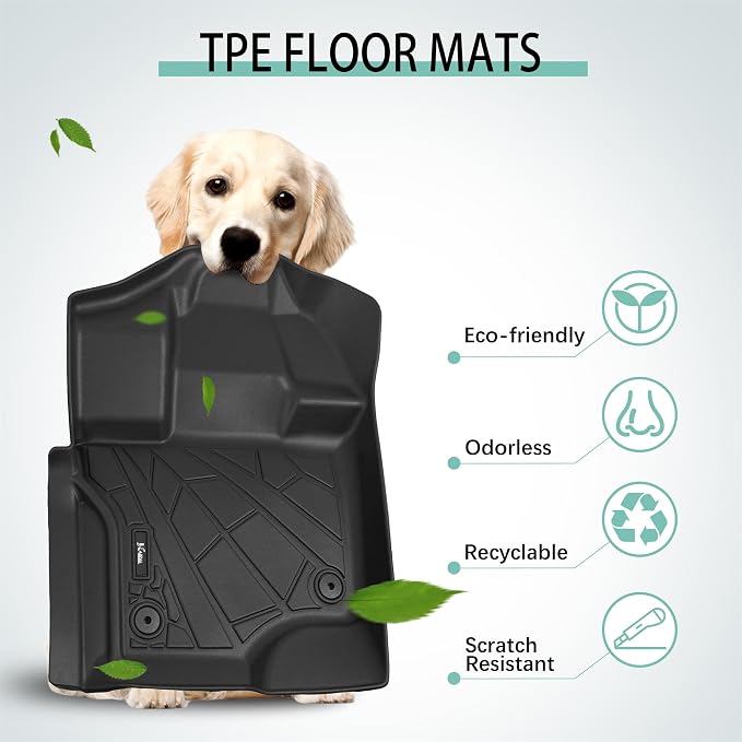 KARPAL Floor Mats for 2015-2026 Ford F-150 & 2022-2026 F150 Lightning SuperCrew, Custom Fit TPE All Weather Ford F150 Accessories 1st & 2nd Row Floor Liner