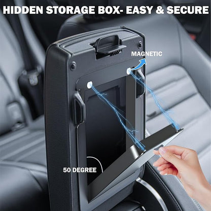 Center Console Organizer for 2023-2025 Honda CR-V, Armrest Storage Tray with Magnetic Hidden Organizer Charging Station Caddy, ABS Car Interior Accessories OEM Style Leather Texture-3PCS
