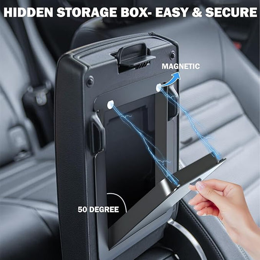 Center Console Organizer for 2023-2025 Honda CR-V, Armrest Storage Tray with Magnetic Hidden Organizer Charging Station Caddy, ABS Car Interior Accessories OEM Style Leather Texture-3PCS