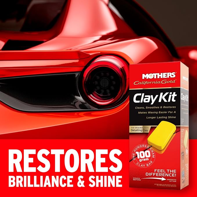 Mothers California Gold Clay Kit, 1 100-gram Clay Bar + 16 oz. Instant Detailer — Removes Contaminants, Restores Brilliance & Smoothness of Paint, Chrome, Glass & Plastics (07241)