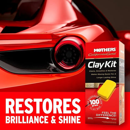 Mothers California Gold Clay Kit, 1 100-gram Clay Bar + 16 oz. Instant Detailer — Removes Contaminants, Restores Brilliance & Smoothness of Paint, Chrome, Glass & Plastics (07241)