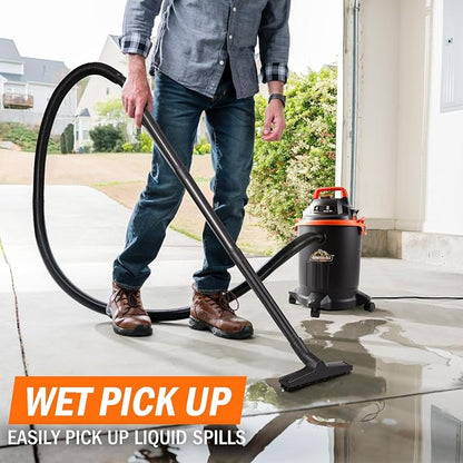 Armor All VO405P 0901 4 Gallon Wet/Dry Vac 2.0 Peak HP Shop Vacuum with Nozzles & Brush,Black/Orange