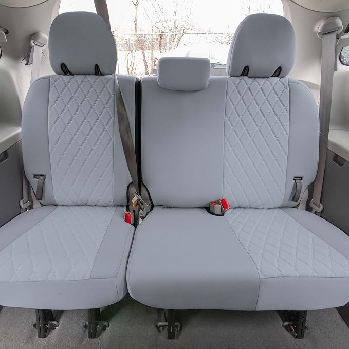 FH Group Custom Fit Car Seat Covers Specifically Made for 2011-2020 Toyota Sienna 7 Seater with Ultraflex Neoprene Water Resistant Automotive Seat Covers - Full Set Solid Gray