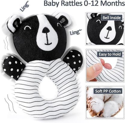 Joyreal High Contrast Baby Toys for Newborn, Black and White Baby Sensory Toys with Car Seat Toys,Infant Toys with Black White Cards Book, Montessori Toys for Baby Gifts