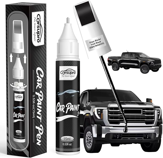 Onyx Black/Void Black(GBA/WA8555) for GMC Touch Up Paint Pen, 2 in 1 Car Scratch Remover with Pen Tip and Brush, Precise Color Match for Car Paint Scratch Repair, Quickly and Easily Fix Chips and Nicks