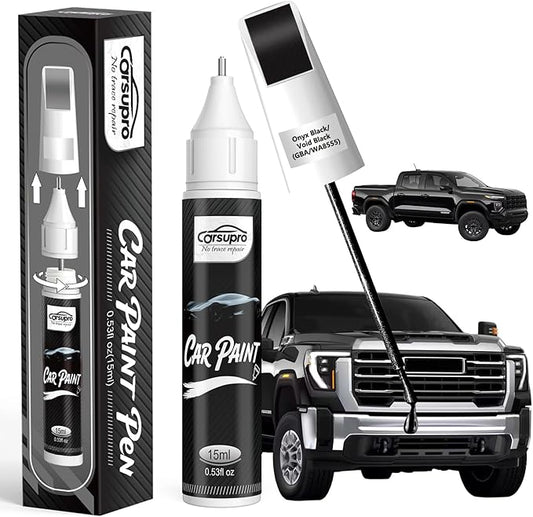 Onyx Black/Void Black(GBA/WA8555) for GMC Touch Up Paint Pen, 2 in 1 Car Scratch Remover with Pen Tip and Brush, Precise Color Match for Car Paint Scratch Repair, Quickly and Easily Fix Chips and Nicks