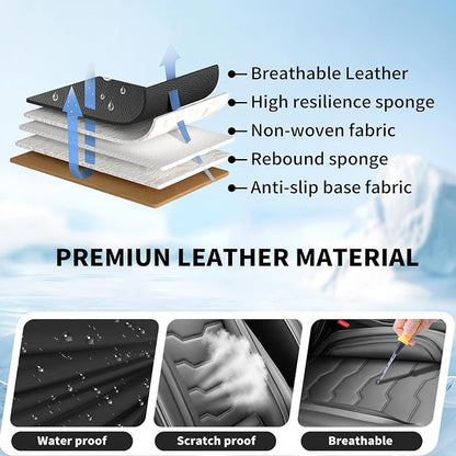 Car Seat Covers Fit for Jeep 5 Seats Grand Cherokee 2007-2025 2026 - Premium Leather, Waterproof & Breathable，All-Weather Seat Cushion Protecto & Airbag Compatible, Full Set Black