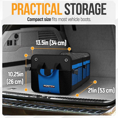 FORTEM Trunk Organizer For SUV Car Organizer and Storage, Multi-Compartment Storage Bag Car Accessories for Women Men, Perfect Christmas Gifts, 1680D Oxford, Non Slip Bottom, Straps, Soft Cover (50L)