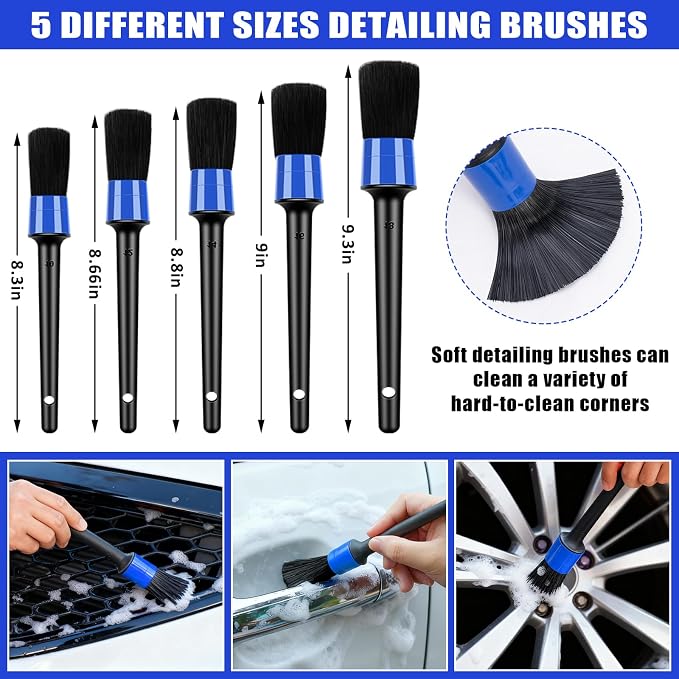 Car Wash Detailing Kit Cleaning Kits with Foam Gun Sprayer, Car Wash Brush and Large Wash Mitt Duster for Car Interior and Exterior Cleaning (Blue)