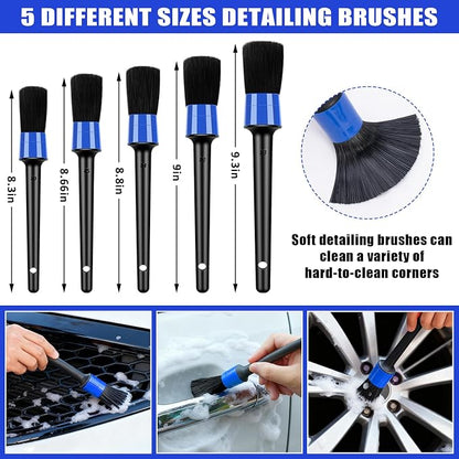 Car Wash Detailing Kit Cleaning Kits with Foam Gun Sprayer, Car Wash Brush and Large Wash Mitt Duster for Car Interior and Exterior Cleaning (Blue)
