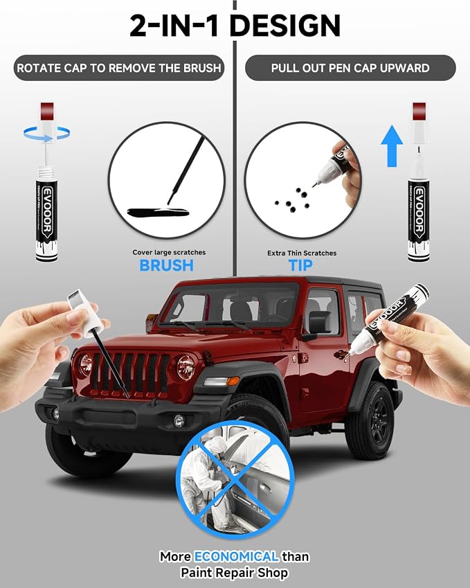 PRV/NRV Velvet Red Pearl Touch Up Paint Compatible with JeepExact Match 2 in 1 Touch up Paint for Chips and Nicks Repair