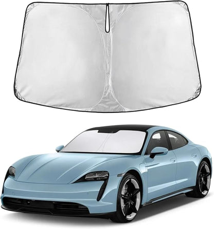 EcoNour Windshield Sunshade Compatible for Porsche Taycan 2020-2023 2024 2025, Sun Visor for Front Windshield & Window Sun Shade Cover, UV Heat Blocker & Protector, Car Accessories