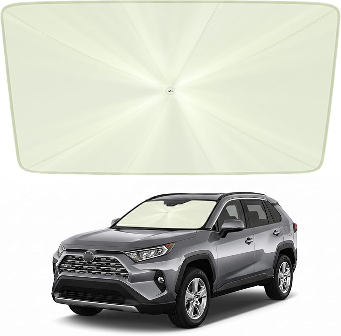 helloleiboo Custom Fit Toyota RAV4 Windshield Sun Shade Umbrella,Foldable 5-Layer Vinyl Coating, Reflective Heat and UV Protection
