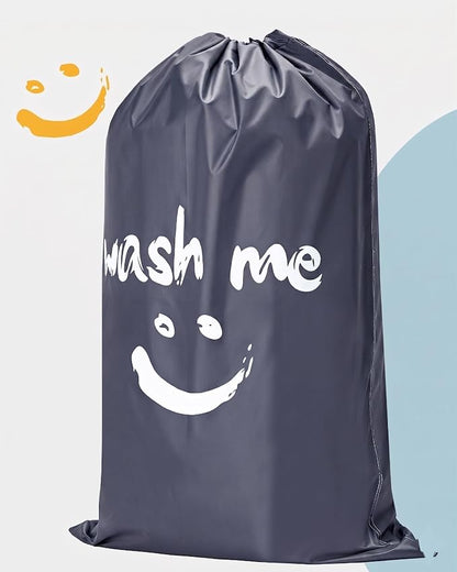 HOMEST 2 Pack XL Wash Me Travel Laundry Bag, Dirty Clothes Organizer, Large Enough to Hold 4 Loads of Laundry, Easy Fit a Laundry Hamper or Basket, Grey