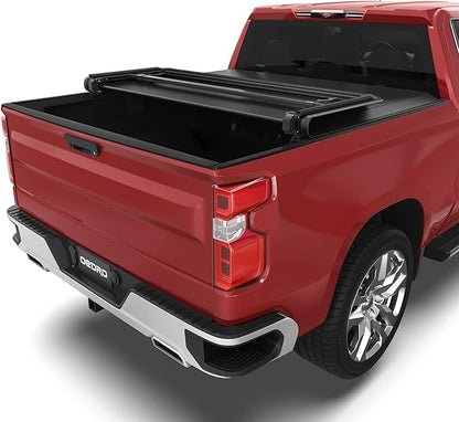 oEdRo Tri-Fold Truck Bed Soft Tonneau Cover Compatible with 2019-2026 Chevy Silverado 1500 / GMC Sierra 1500 New Body Style, Fleetside 5.8 Feet Bed w/o Multi-Flex Tailgate