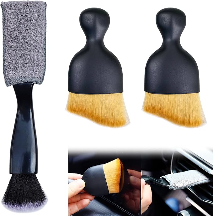 3 Pack Car Interior Detail Dust Brush, Microfiber Duster Brush, Feather Duster, Car Interior Detailing Brush, Cleaning Duster for Car Interior, Air Vents, Computer, Keyboard