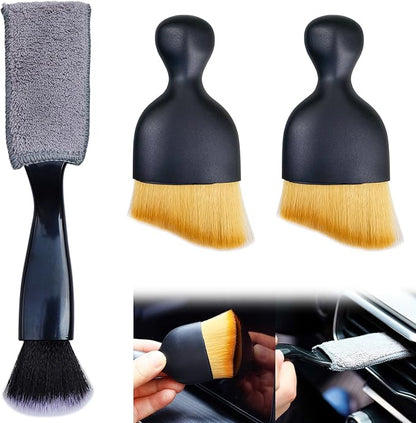 3 Pack Car Interior Detail Dust Brush, Microfiber Duster Brush, Feather Duster, Car Interior Detailing Brush, Cleaning Duster for Car Interior, Air Vents, Computer, Keyboard