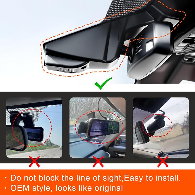 Mangoal 4K Dash Cam Custom for Ford Explorer U502 Explorer 2013-2019 & Taurus 2013-2019, Base XLT ST_Line Limited Timberline Platinum King Ran(Model C), UHD 2160P Video, WiFi & App, 64GB Card
