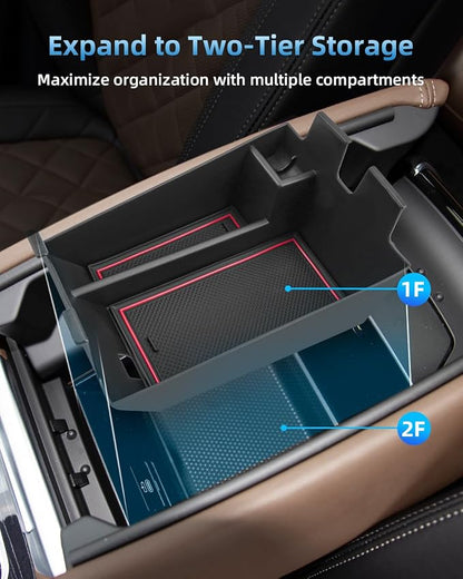 Center Console Organizer for 2020-2026 BMW X5/X6/X7, Armrest Storage Box with Removable Rubber Mat, 2020 2021 2022 2023 2024 2025 2026 BMW X5/X6/X7 Interior Accessories(Red)