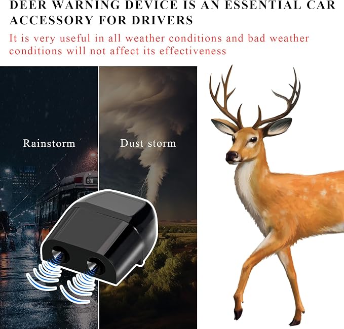 Yourkar 4 PCS Deer Whistles, Deer Warning Devices with Waterproof Adhesive Tapes, Car Save Deer Whistles Avoids Collisions Suitable for Vehicles, Trucks, SUVs, Car Accessories (Black)