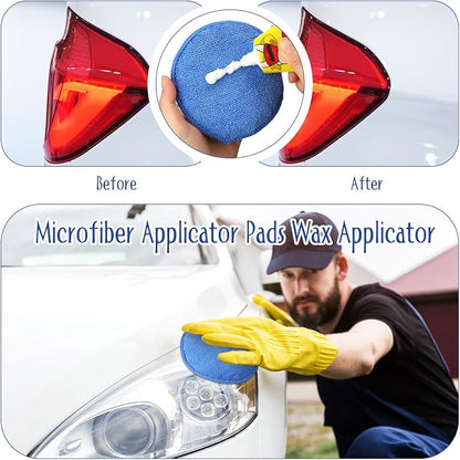 Tanlade 100 Pcs Car Detailing Microfiber Applicator Pad Wax Applicator Wash Microfiber Pads, 5 Inch Diameter (Blue)