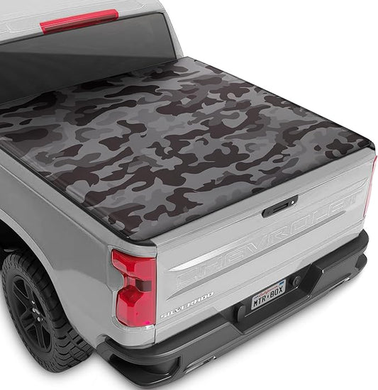 Camo Tonneau Cover Soft Roll-up Truck Bed Protector All Weather Retractable for Chevrolet Chevy Silverado 1500 2019-2026 and GMC Sierra 1500 19-26 Short Bed 5.8 ft (NO Multi-Flex Tailgate)