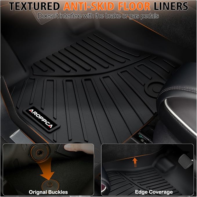All Weather Floor Mats for 2013-2018 Dodge Ram 1500/2500/3500 Crew-Cab, 2019-2024 for Ram 1500 Classic Crew Cab, TPE Floor Liners Anti-Slip Full Set Mats for Dodge 1500/2500/3500 Accessories
