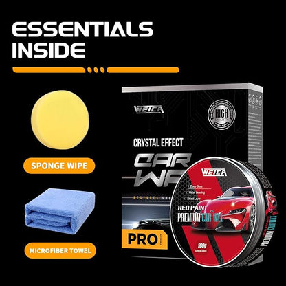 Car Wax for Red, Orange & Warm Color Paints | Sun Fade Defender & Metallic Pop | 180g Paste
