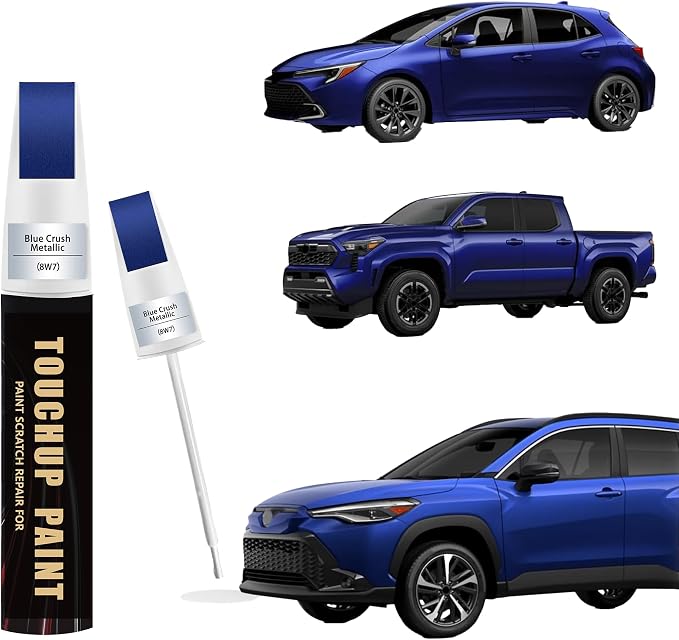 Blue Crush Metallic(8W7) Car Paint Touch Up Pen Compatible with Toyota, 2-In-1 Color Accurate Touch Up Car Scratch Repair Paint Exact Match Toyota Series Automotive Scratch Remover for Nicks&Chips Repair