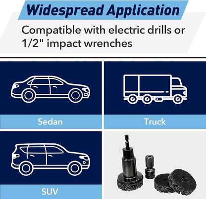 9 PCS Wheel Hub Cleaning Tool, Brake Hub Cleaning Kit Includes 5 Pads, Compatible with Electric Drills or 1/2" Impact Wrenches, Suitable for Car & Truck