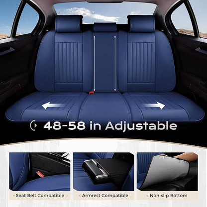 Coverado Car Seat Covers Full Set, Seat Covers for Cars, Car Seat Cover, Car Seat Protector, Leather Car Seat Cushion, Waterproof Car Seat Covers Front Seats and Back Fit for Most Cars(Blue)
