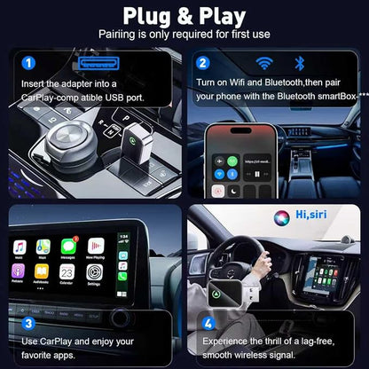 UANTIN Wireless CarPlay Adapter for Apple iPhone iOS 10+ & Cars from 2015+, Mini Edition, Converts Factory Wired to Wireless CarPlay Dongle Plug & Play, USB A/C