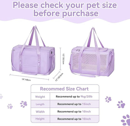 PETSFIT Large Cat Car Carrier with Patented Safety Buckles(19 x 12 x 12) – Roomy Escape-Proof for Safe Driving, Lockable Zippers & Safety Tether, Soft-Sided Travel Carrier for Road Trips & Vet Visits
